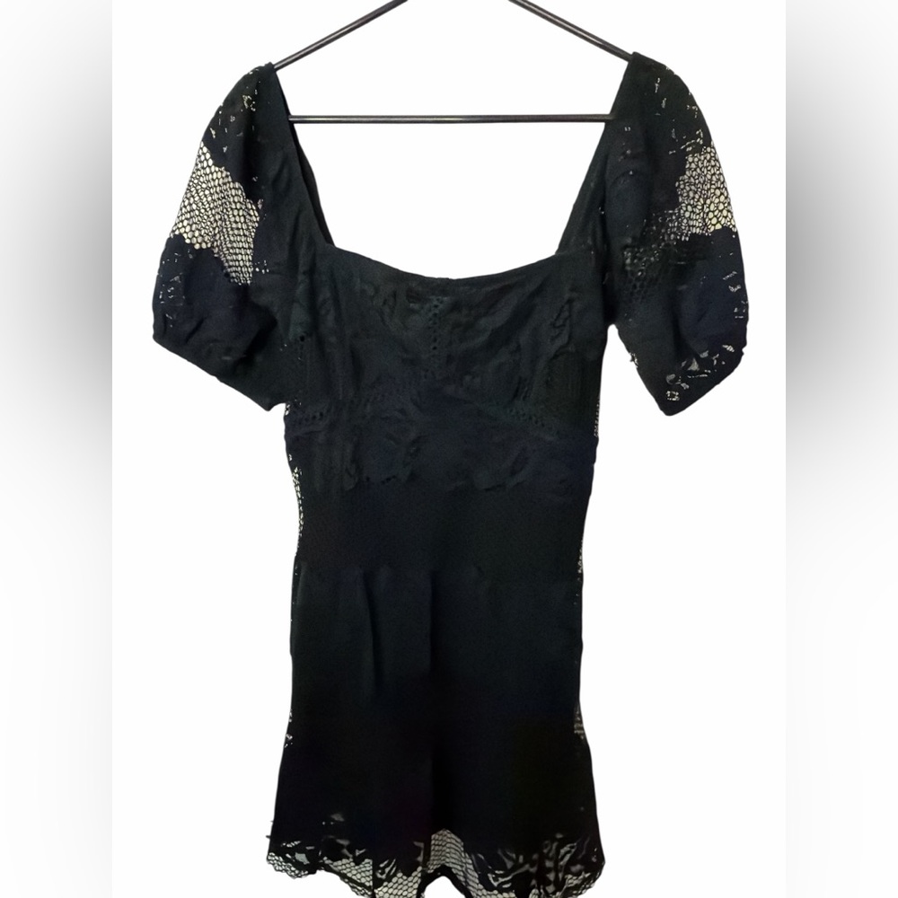 FREE PEOPLE Black Be Your Baby Lace Mini Dress